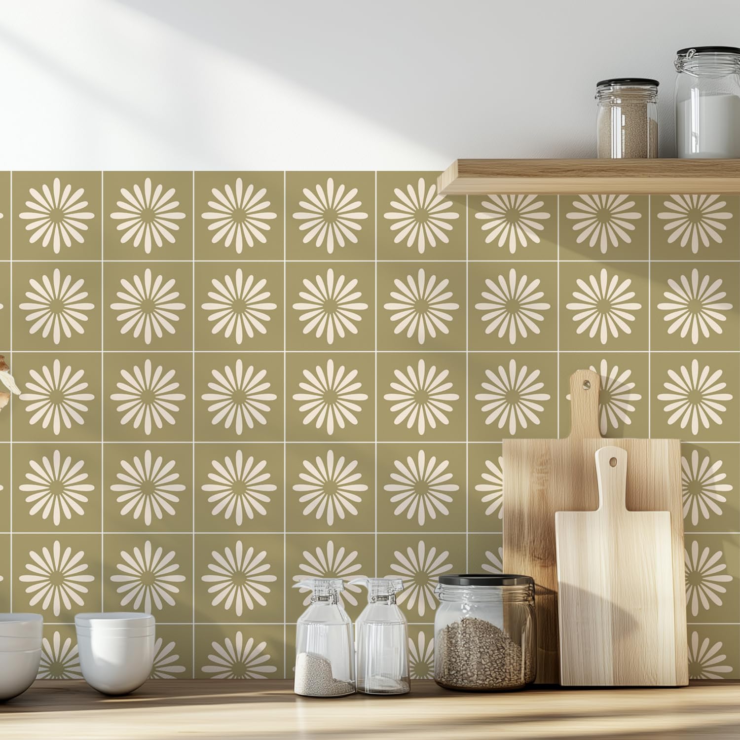 Kryvanyxis 4x4 Inch Sage Green Tile Decals