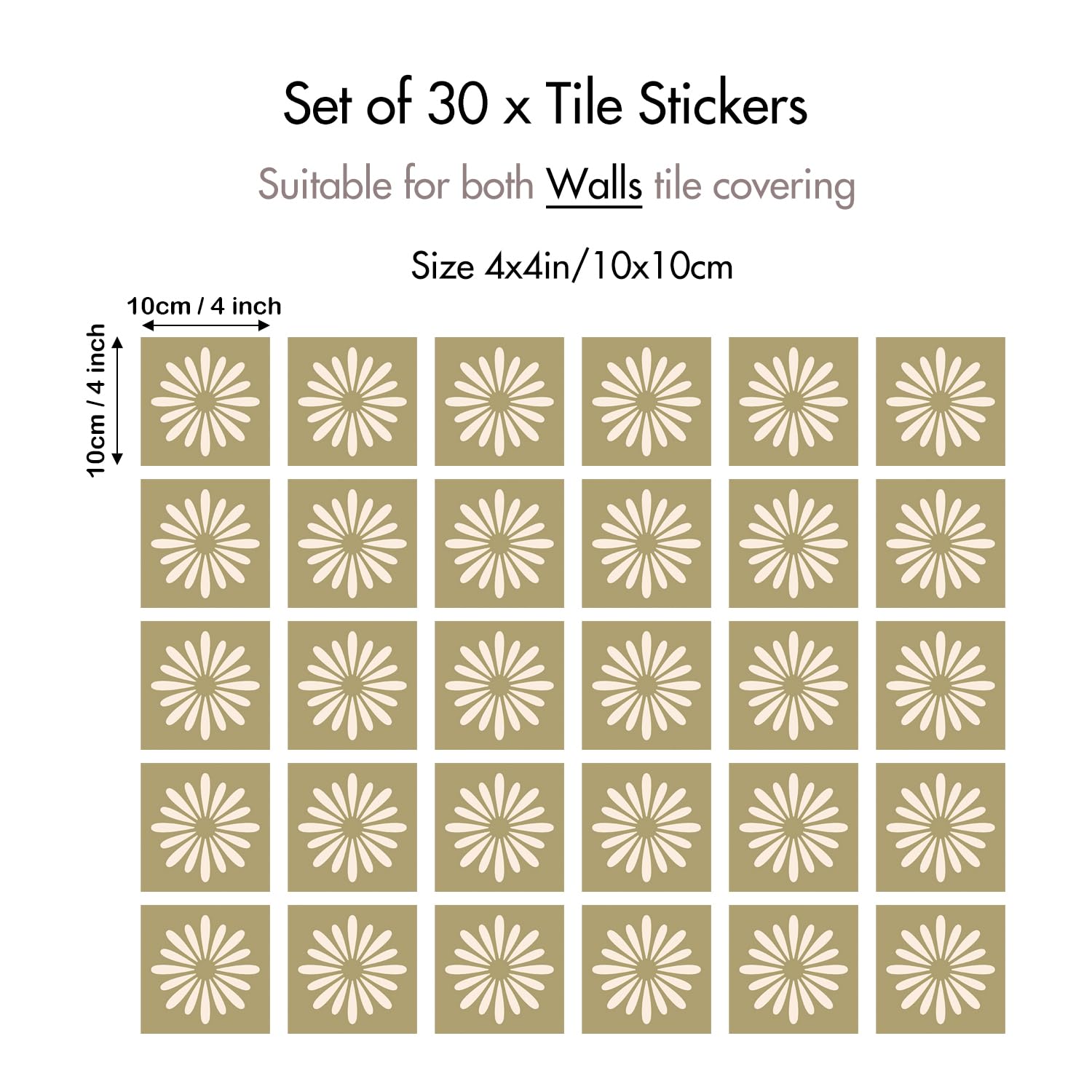 Kryvanyxis 4x4 Inch Sage Green Tile Decals