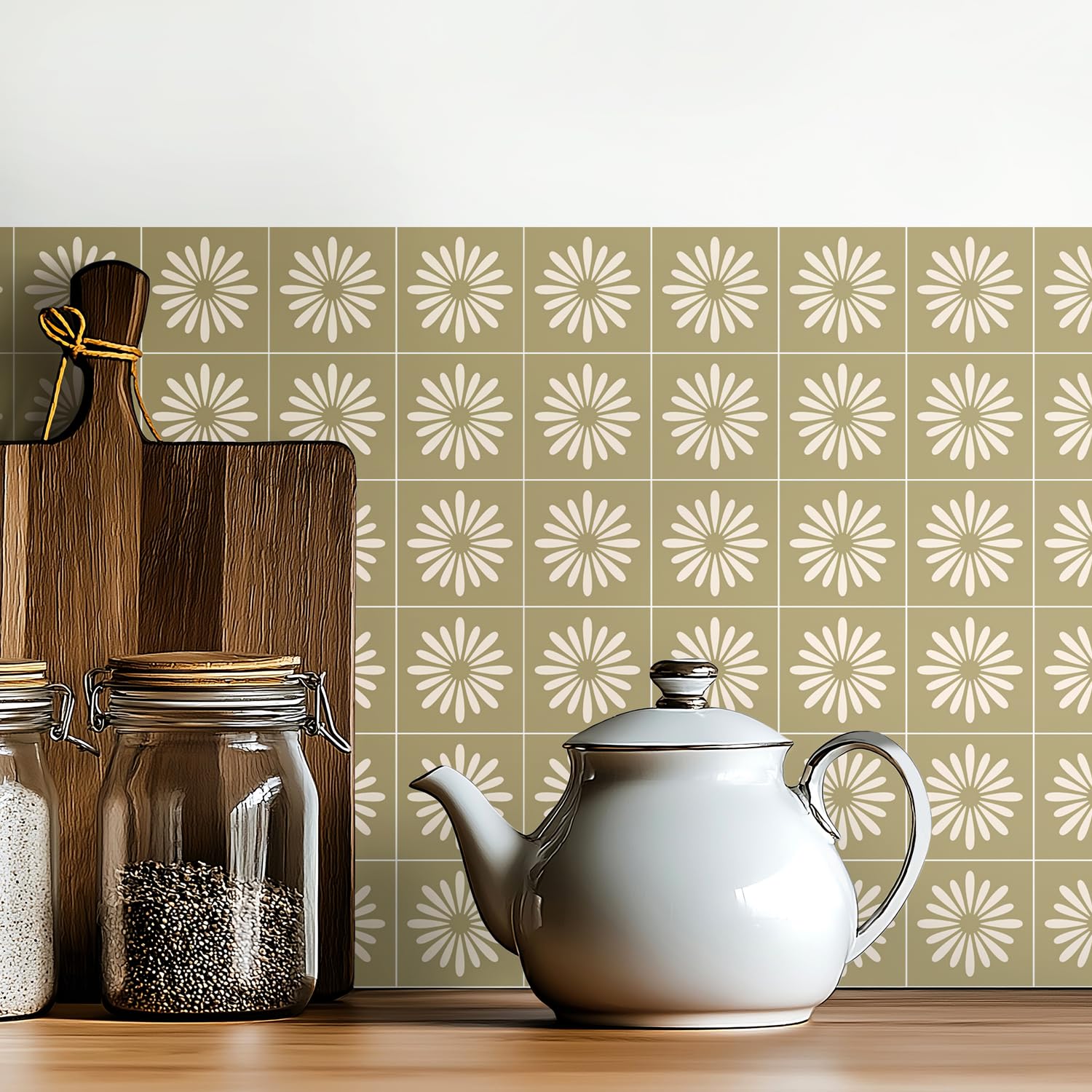 Kryvanyxis 4x4 Inch Sage Green Tile Decals