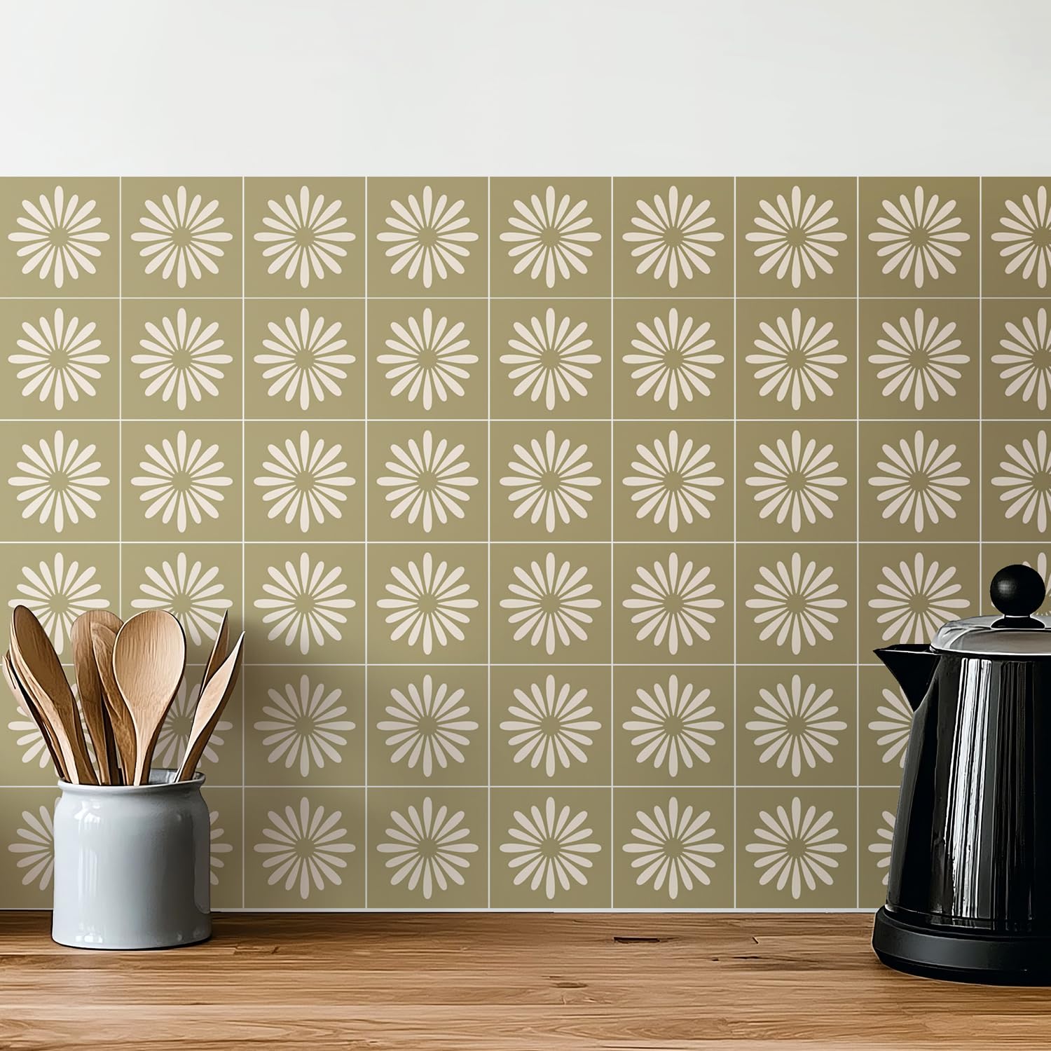 Kryvanyxis 4x4 Inch Sage Green Tile Decals