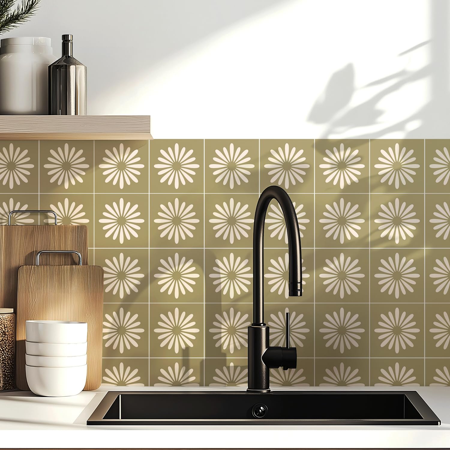 Kryvanyxis 4x4 Inch Sage Green Tile Decals