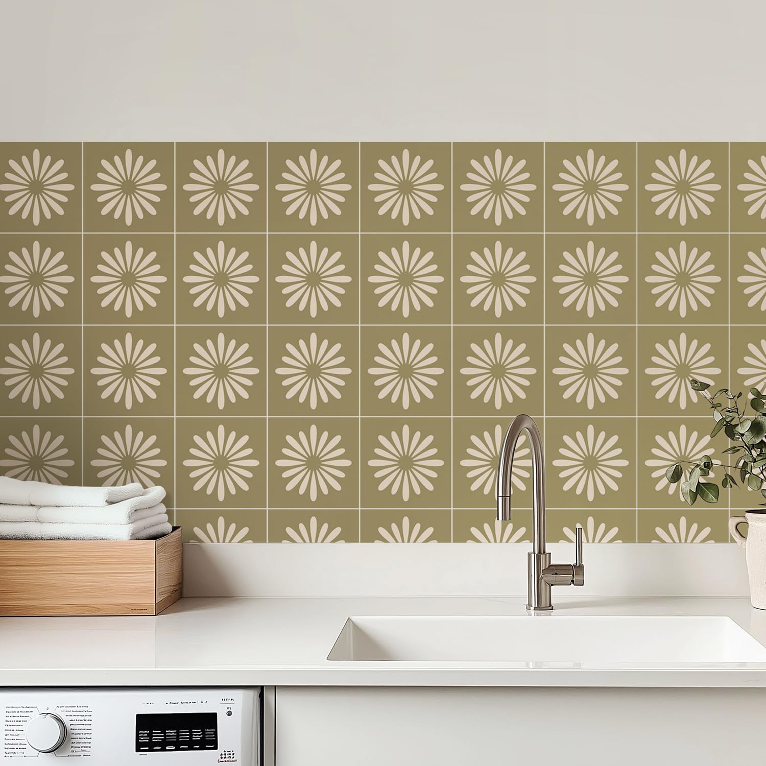 Kryvanyxis 4x4 Inch Sage Green Tile Decals