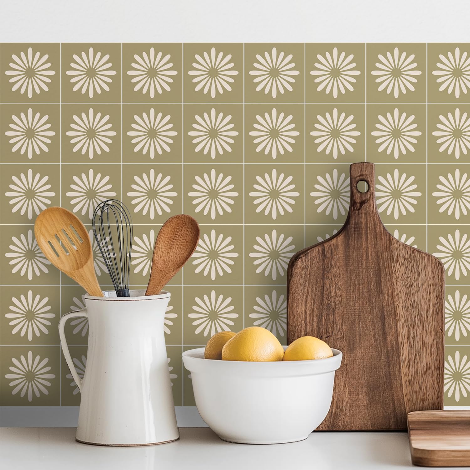 Kryvanyxis 4x4 Inch Sage Green Tile Decals